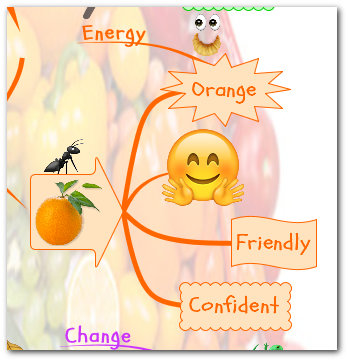 "rainbow teaching learning values" mind map orange branch
